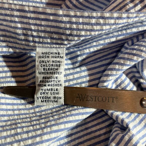 Ralph Lauren Shirt Mens XL Blue White Striped Seersucker Button Down Classic Fit - Picture 7 of 9